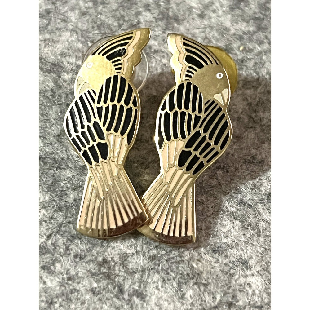 Beautiful vintage Laurel Burch Cockatoo Enamel Pierce earrings